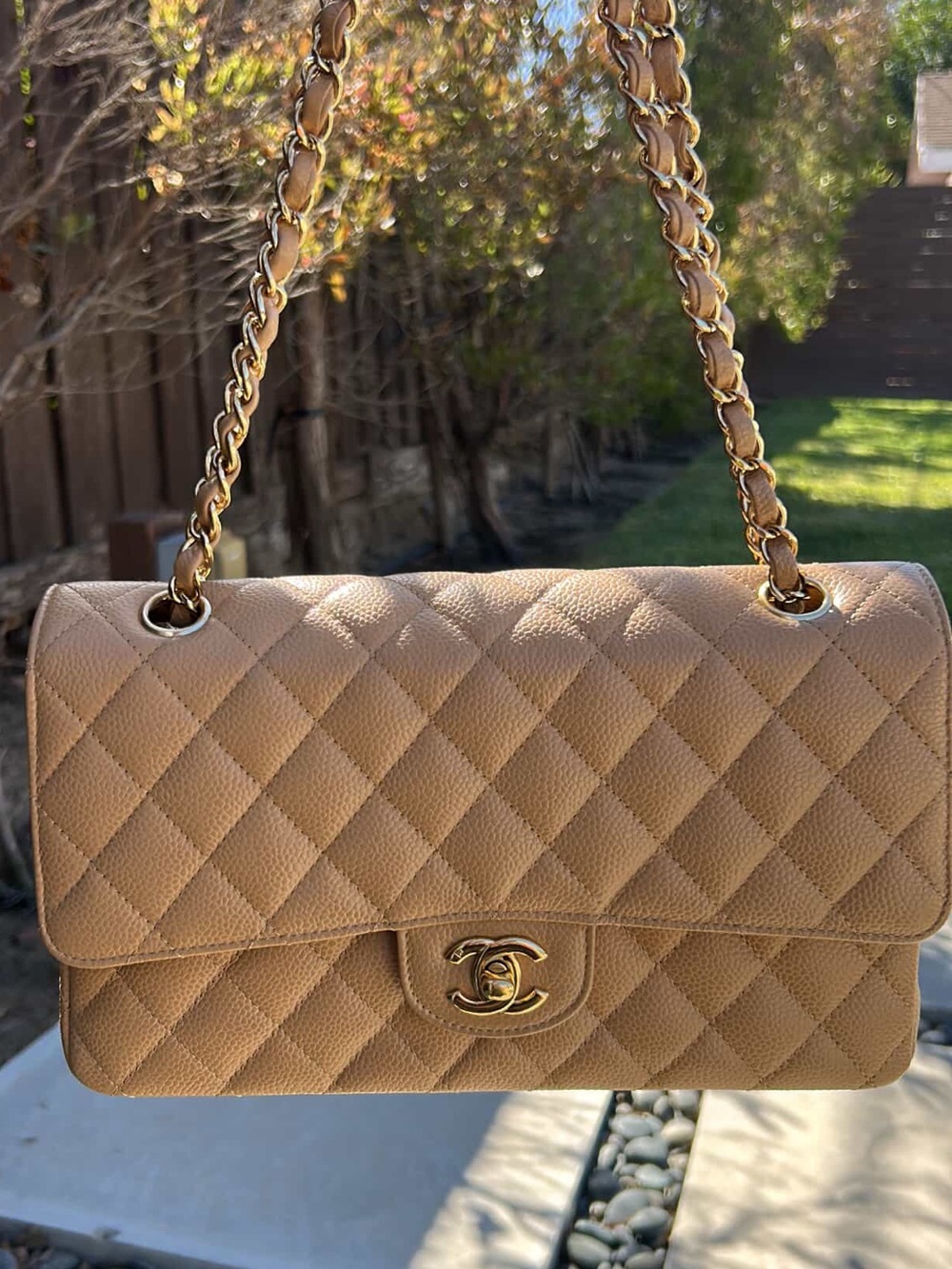 🦄 Vintage Chanel Classic Flap Dark Beige Caviar 24K Gold Hardware - Picture 2 of 9